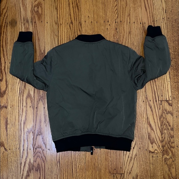 Size: 6 // Zara Olive Green Bomber Jacket with Patches - Picture 2 of 3